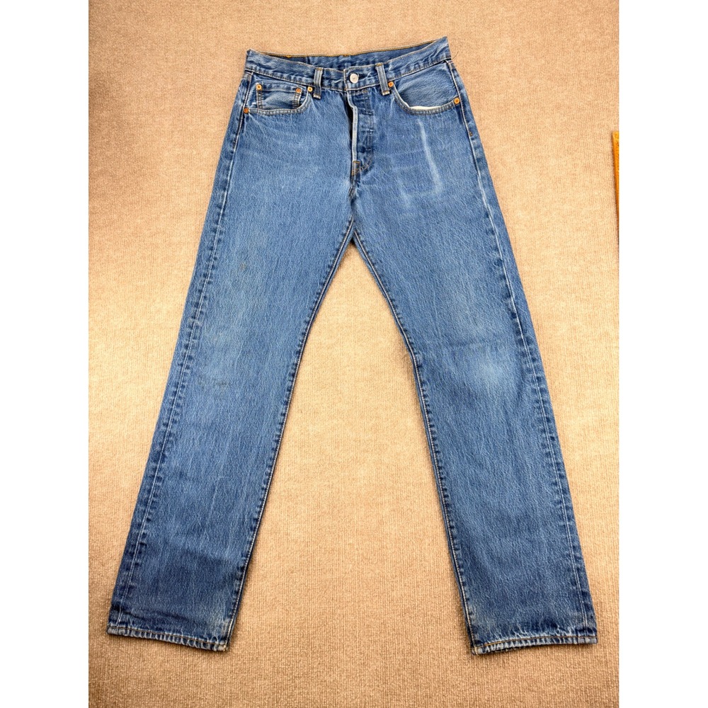 Levis 501 Original Fit Mens Blue Denim Button Fly Jeans 33x36 actual 30x32 READ